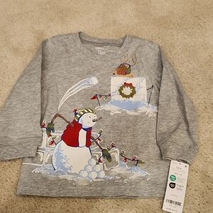 Carter's Festive Gray Snowman Holiday Long Sleeve Tee